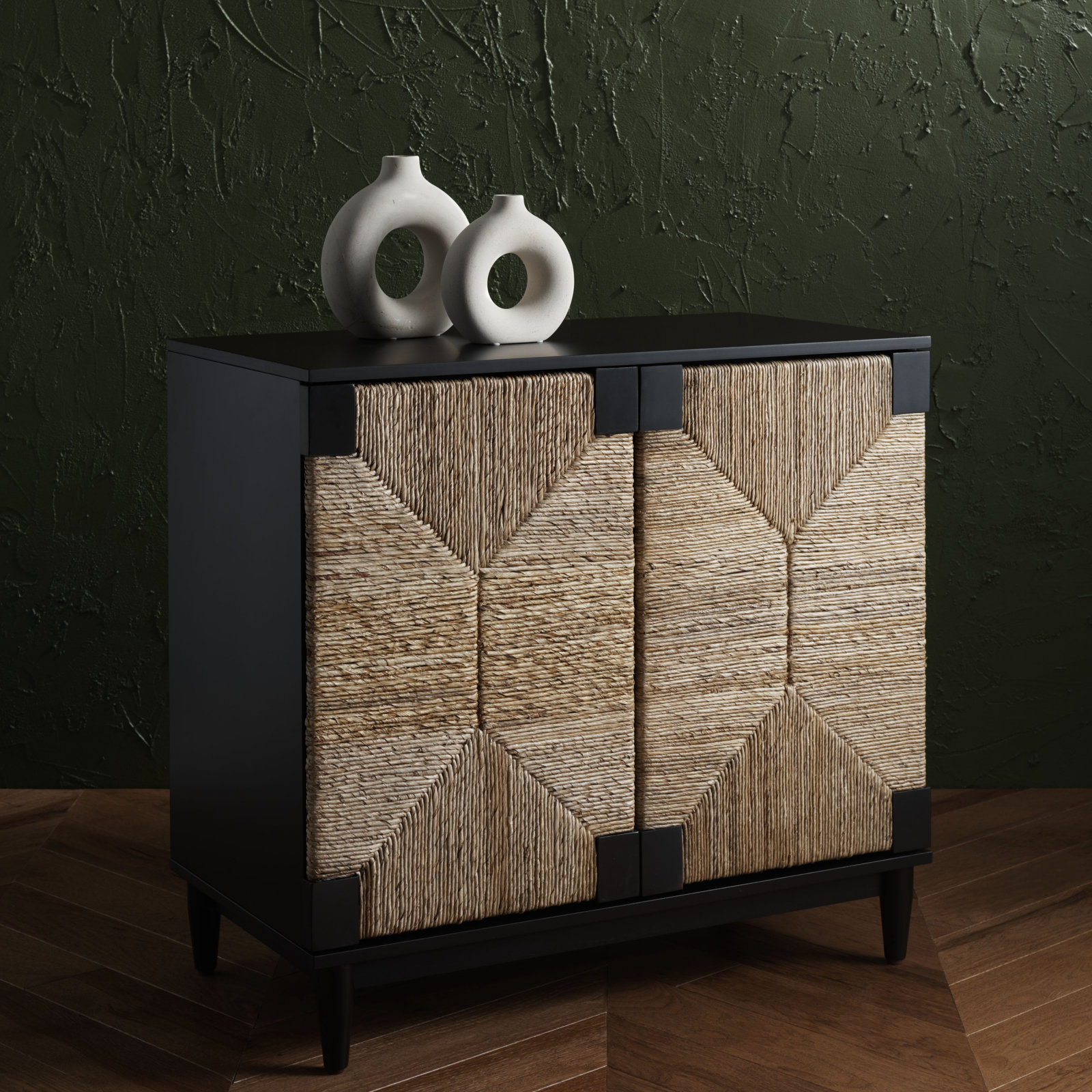 Aleja Mahogany Nightstand, Black