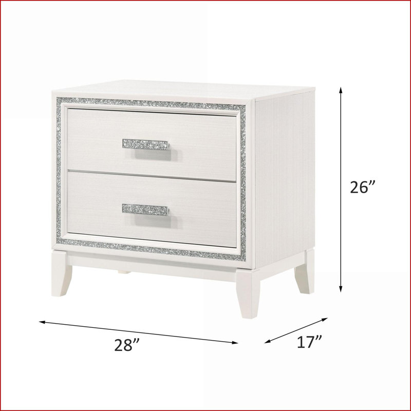 Table de chevet 2 tiroirs Haiden, Blanc