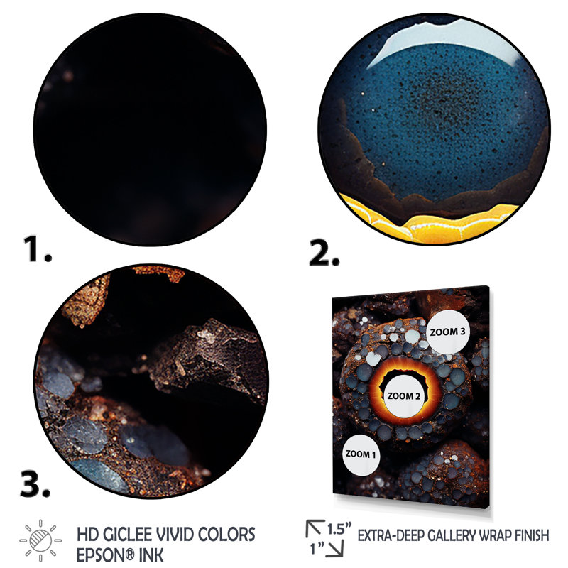 Aquarelle géode noire et orange Geode II, Toile tendue, H 32 po x l 24 po