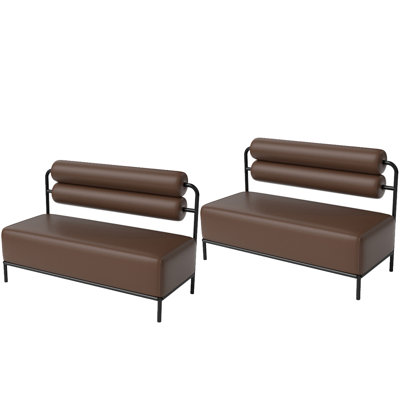 Brown Upholstered Double Bench Set Of 2 Storage Bench by A UNIQUE LIGHT, LLC