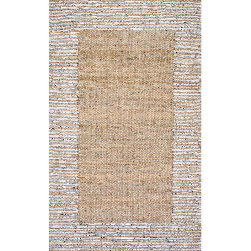 Tapis beige tissé à la main Monzon, Rectangle 7 pi 6 po x 9 pi 6 po