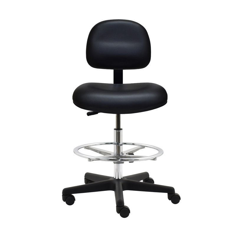 Inbox Zero Alin Vinyl Drafting Chair, Black