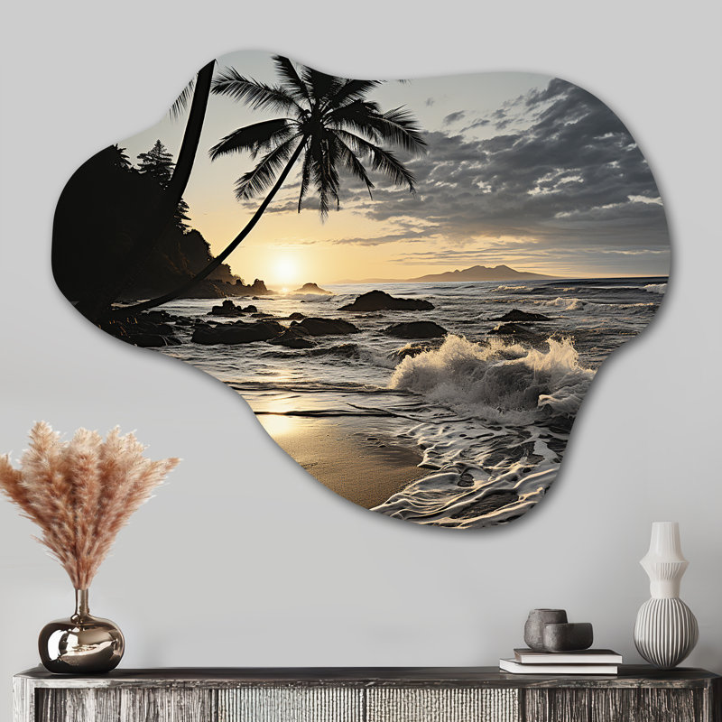 «Beach Photo Tropical Escape IV - Asymmetric Coastal Beach», reproduction d'art murale en métal, H 27 po x l 35 po