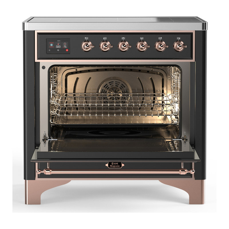 Majestic III Series 36 Inch Induction Range with 6 Induction Elements in Matte Graphite (Copper Trim), Copper, Matte Graphite