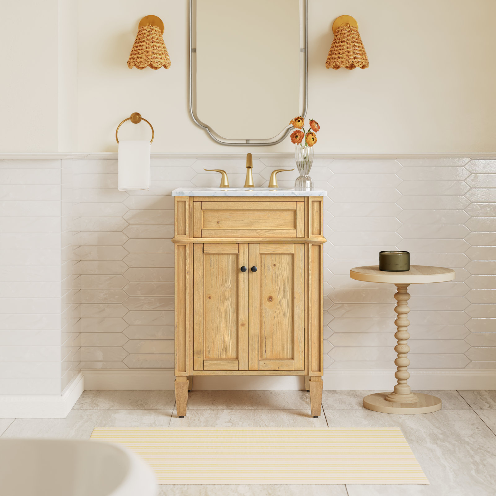 Rivers 24'' Single Bathroom Vanity, Natural Wood