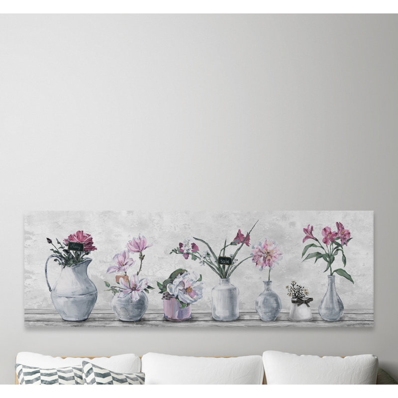 " Blooming Pink Flowers " Painting Print, 20" H x 60" W x 1.5" D