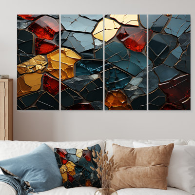 Cubic Mosaic Marble Tiles IV - Abstract Marble 4 Piece Wall Art Canvas