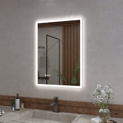 Musci 20 in. W x 30 in. H Rectangular Frameless LED Wall Bathroom Vanity Mirror