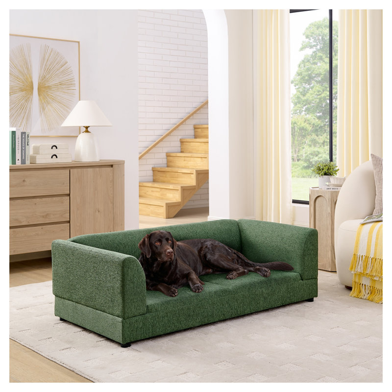 Canapé surdimensionné vert olive pour grands chiens - Canapé rectangulaire moderne pour chien avec dossier et accoudoirs
