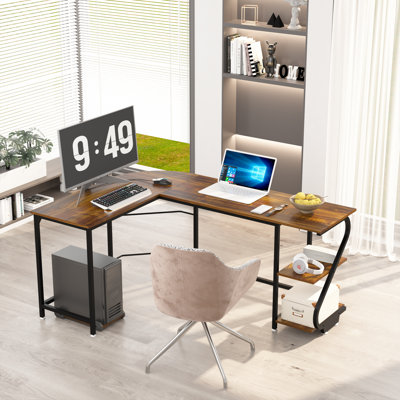 Lantz L-Shaped Metal Base Computer Desk