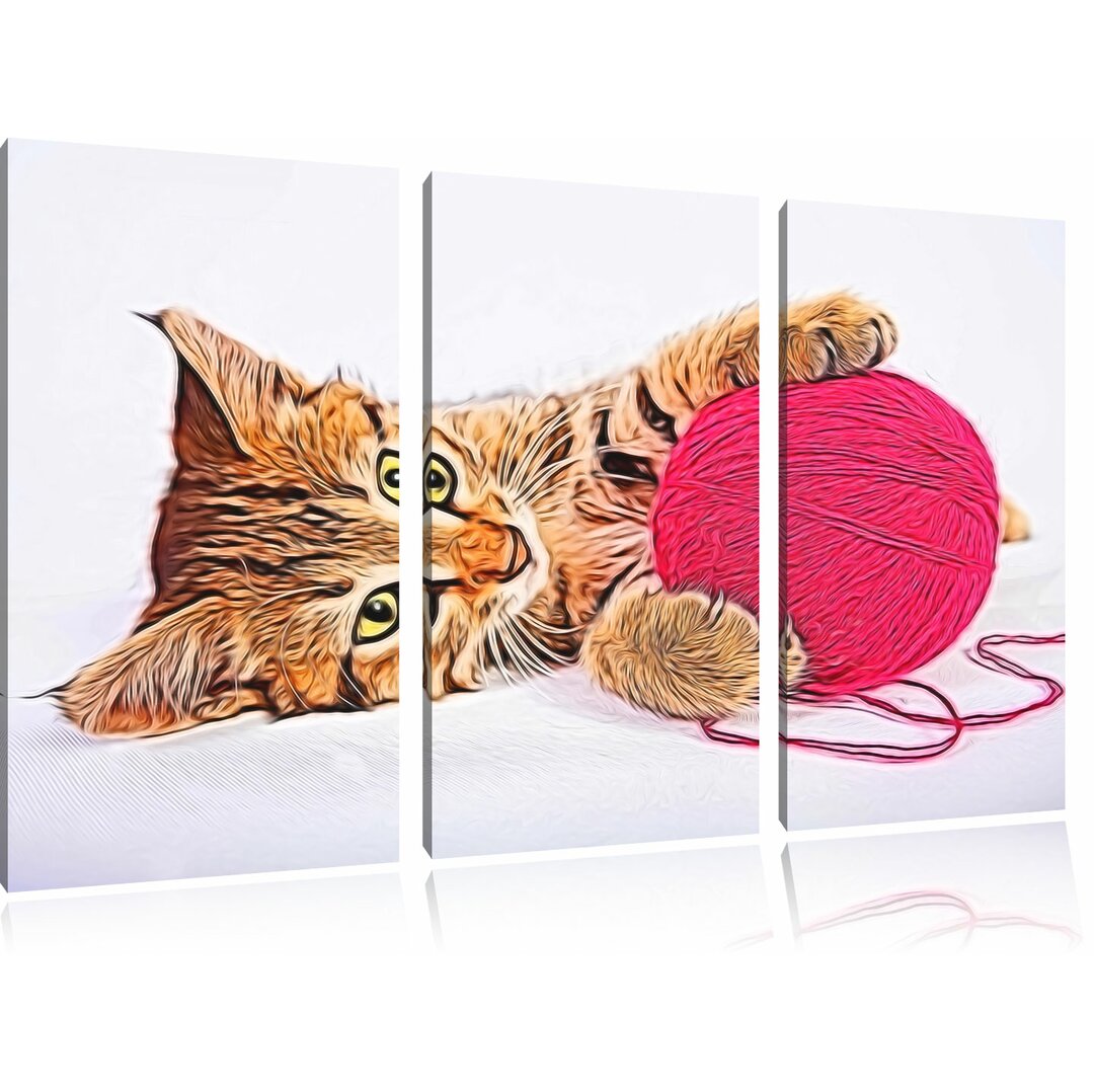 3-tlg. Leinwandbilder-Set Süße Katze, sweet Cat, Grafikdruck