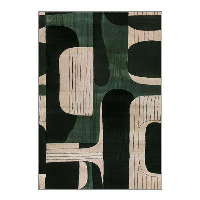 Stylish Area Rug, 5.2 x 7.5 Feet, 60% Cotton / 40% Polyester | Non-Slip Cotton Underside, Machine Woven, Digital Print | Total Thickness: 0.3 Inches | Washable at 30°C, Perfect for Living Room & Bedroom Decor