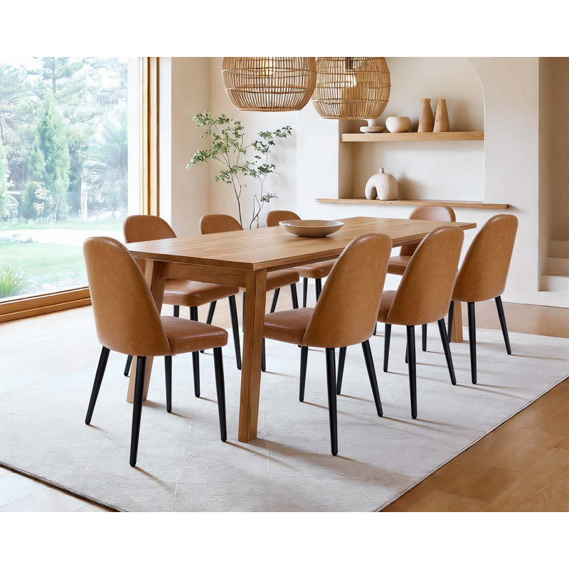 Ensemble de chaises de salle à manger modernes en cuir synthétique avec pieds en métal