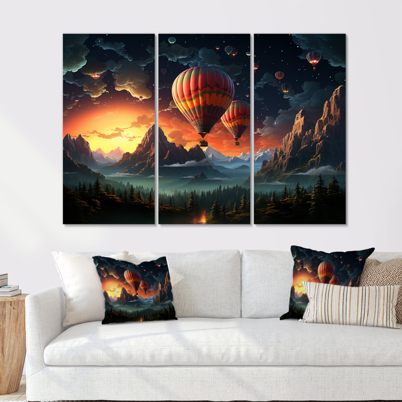 «Hot Air Balloon», impression d'art mural, H 32 po x l 48 po x P 1 po