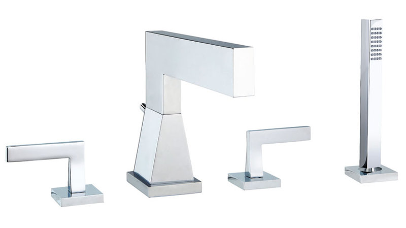 Crisp Tub Filler, Polished Chrome, With Handheld Shower