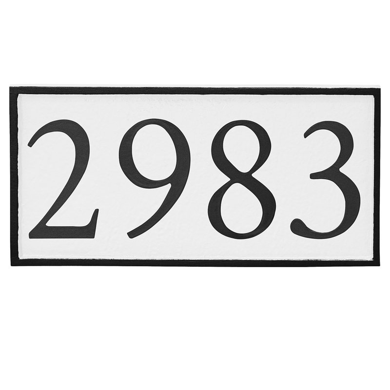 Plaque d'adresse murale 1 ligne Serif, Blanc, Noir, Oui