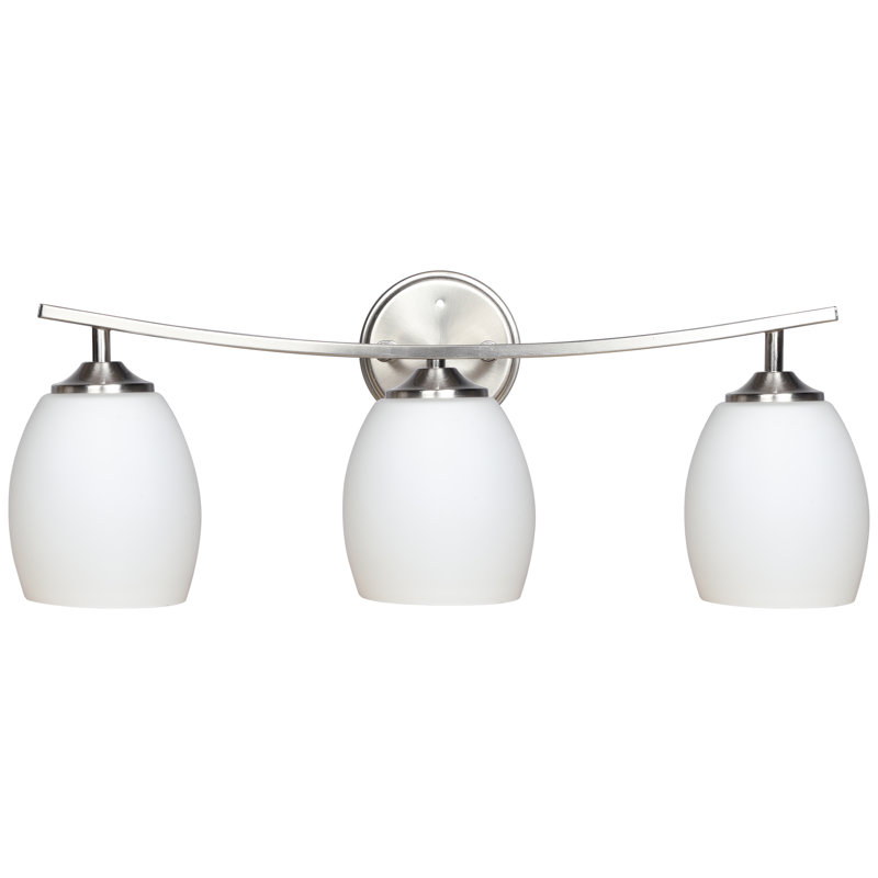 3-Light Vanity Light, 22-Inch Wall Sconce Lighting with White Glass Shade