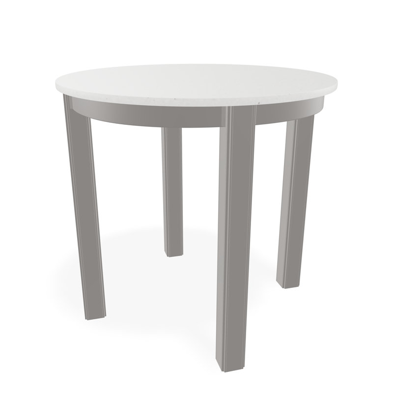 Outdoor Round Side Table, White/Warm Gray, Acrylic