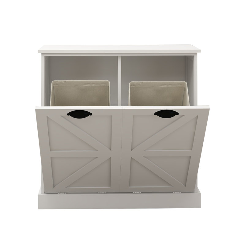 Armoire de trieur de linge à deux compartiments inclinable - blanc