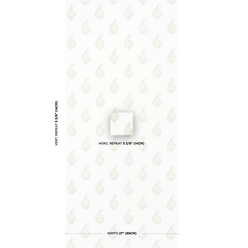 Papier peint motif cachemire Kerala II, Vert