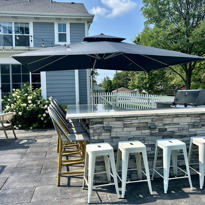 304cm X 396cm Rectangular Cantilever Parasol, Grey