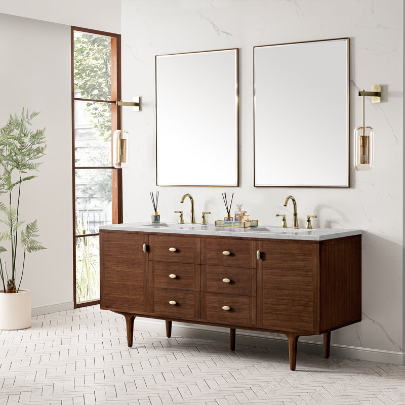 Curiel Double Bathroom Vanity Set, Charcoal Soapstone, 8" Widespread, 72"