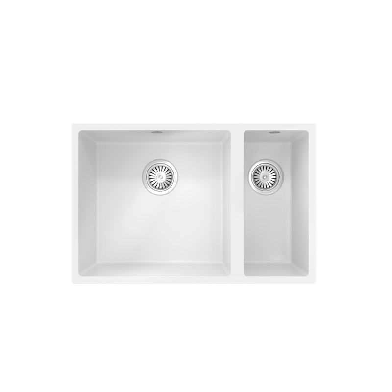 Belfry Kitchen Ronni 440mm W Double Bowl Granite Kitchen Sink 0, White
