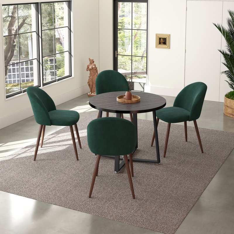 Ensemble repas rond 35,4 po Jazabella, Vert / noyer, Noir
