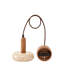 Lustre réglable élégant, finition beige et chêne, d'une hauteur de 22 à 59,8 pouces | Corps en bois avec capuchon en travertin, 1 x douille DEL 24 W, indice de protection IP20 | Parfait pour la décoration de salle à manger, de salon et de vestibule-597702286