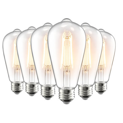 Edison Bulbs 60W Equivalent, Vintage E26 LED Light Bulbs, High Brightness 800 LM Daylight White 4000K, ST58 Antique Decorative Filament LED Bulb, Clear Glass, 6 Pack