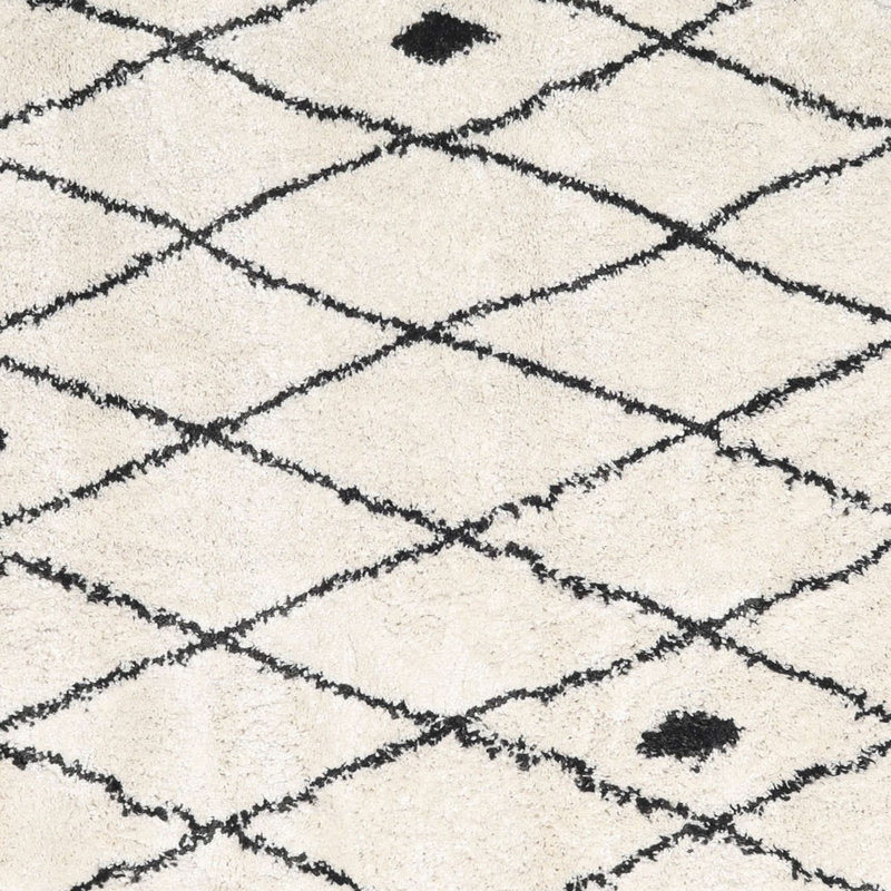 Tapis beige/noir contemporain, Carré 6 pi