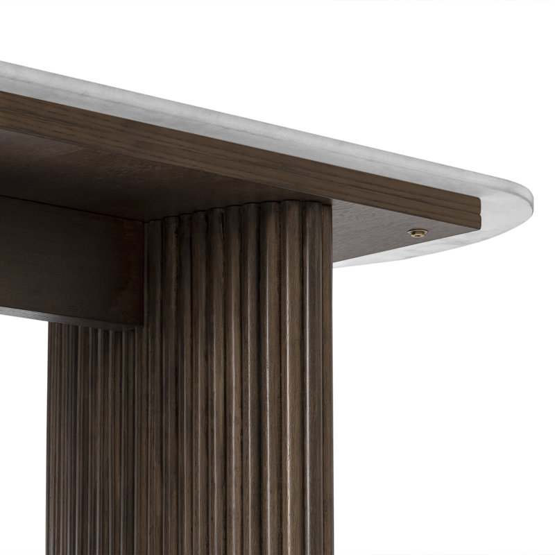 119.38 cm W Marble Top Console Table, White, Natural