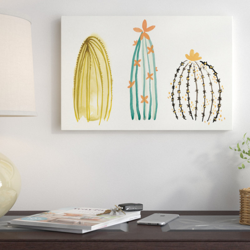 « funky plantes grasses ii », reproduction d’art sur toile tendue, H 12 po x l 18 po x P 1,5 po, Toile tendue, Pas de tapis