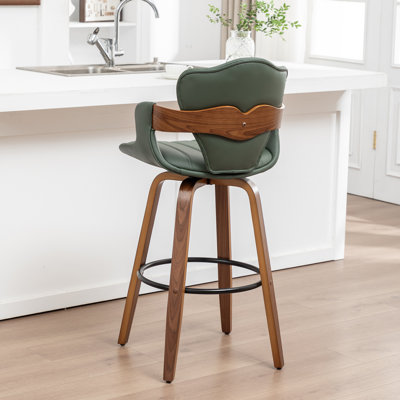 Tabouret de bar Mid-Century moderne, siège pivotant à 360 ° avec revêtement en polyuréthane et repose-pieds en métal