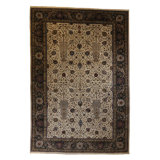 One-of-a-Kind Oriental Hand-Knotted Wool Green/Ivory/Navy Area Rug