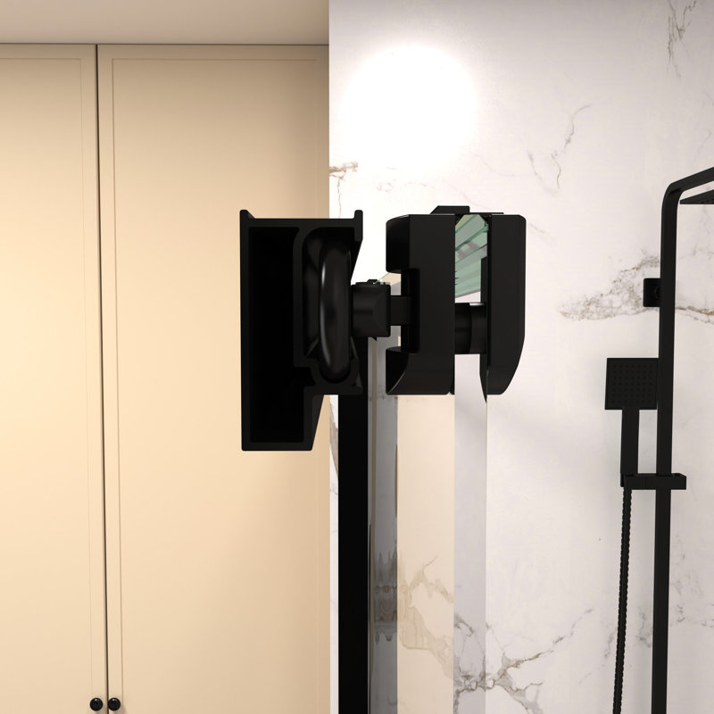 Porte de douche coulissante simple, l 60 po H 72 po, verre trempé fixe de 5 mm et transparent de 6 mm, noir mat, rail en aluminium, réglage de la largeur de 4 po, porte de salle de bain avec fonction imperméable et conception américaine