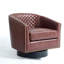 Petit fauteuil pivotant tonneau capitonné Bennett avec garniture cloutée Bennett-482296151