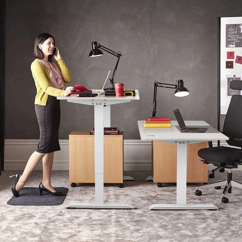 Dionysius Electric Height Adjustable Standing Desk, All White, 140cm x 70cm, White