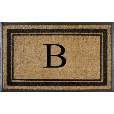 Tapis de porte en fibre de coco monogrammé l 30 po x L 48 po Butters