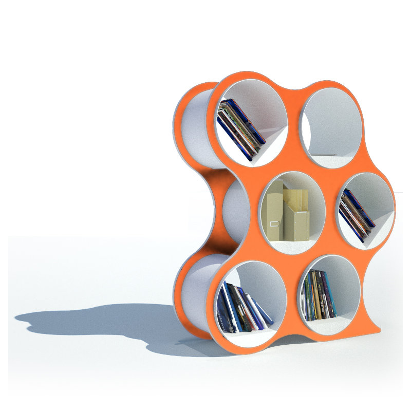 BOLLA POP Geometric Bookcase, 6 Shelves, Tangerine
