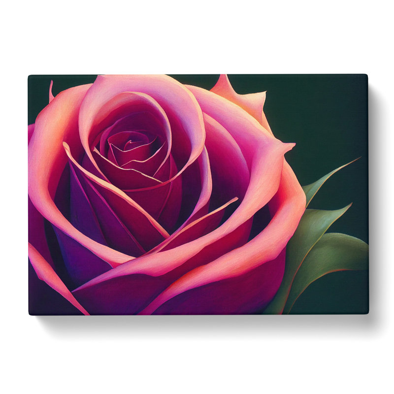 Spirited Rose Flower - Wrapped Canvas, 35cm H x 50cm W x 3cm D