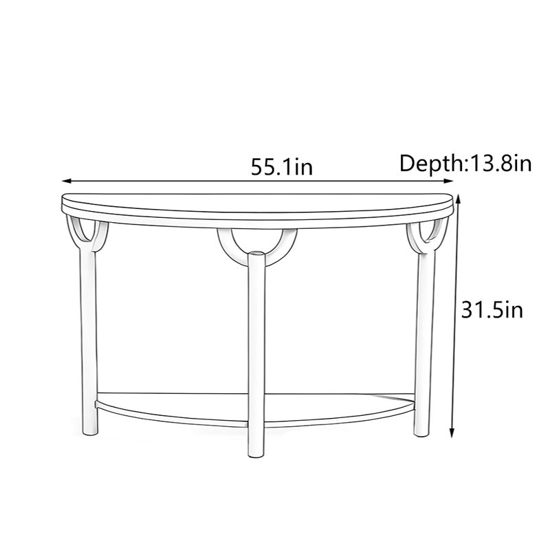 Mid-Century Modern Solid Wood Entry Console, 31.5" H x 55.1" W x 13.8" D