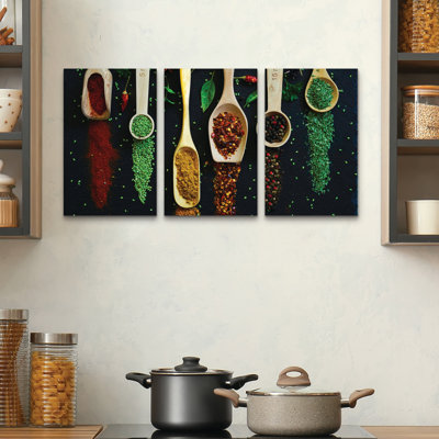 3 Panel Wall Art Set - Saskia Dingemans 'The power and beauty of spices' Canvas Wall Art for Living Room, Bedroom, or Office Decor by 