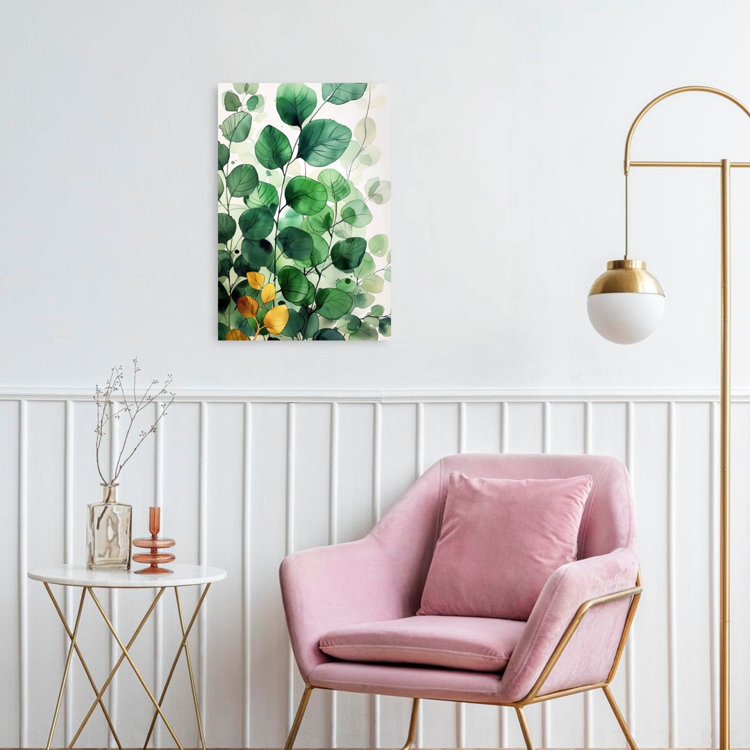Watercolor Eucalyptus Foliage Delicate Organic Serene Nature Plant Wall Art Print