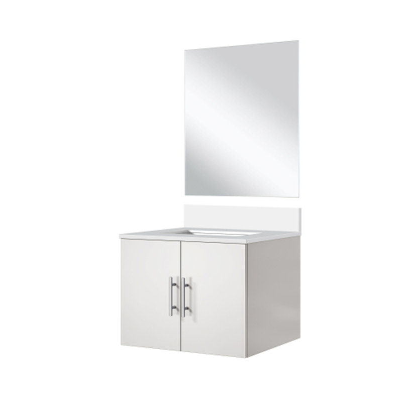 Single Bath Vanity . Countertop and Mirror, Glossy White