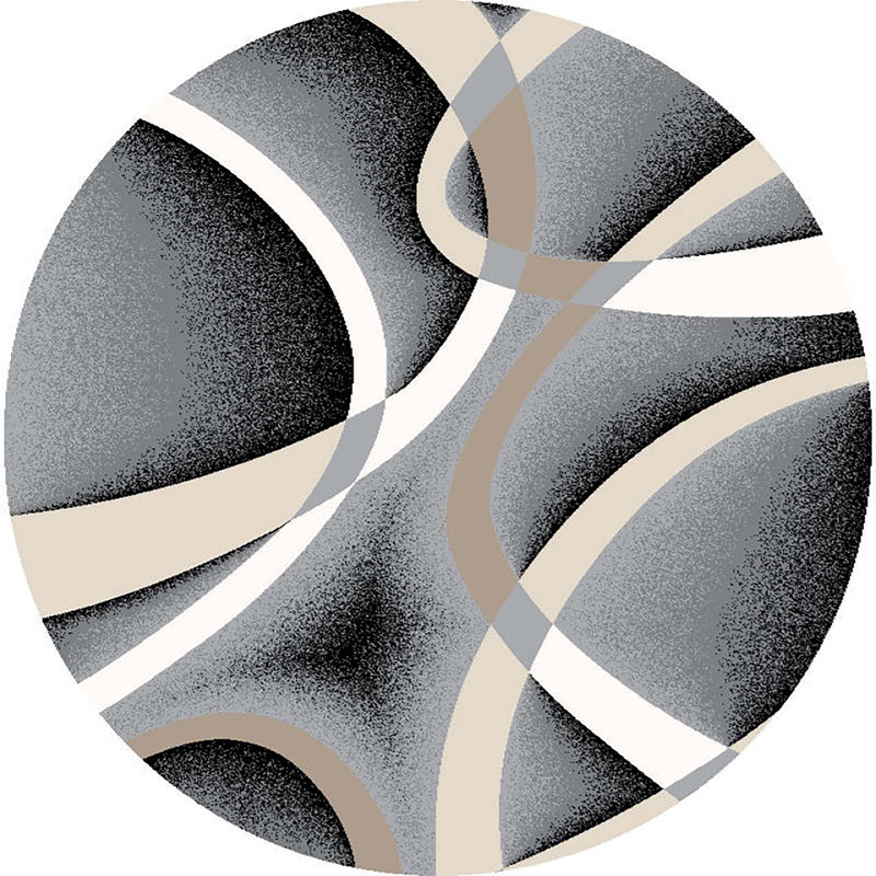 Mccampbell Abstract Area Rug, Round 7', Beige/Burgundy