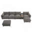 Canapé modulaire modulaire en chenille avec repose-pieds, console, porte-gobelet et chargeur USB pour le salon-129580791
