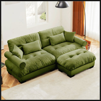 Over Size Modern Two-Seater Sofa With Ottoman