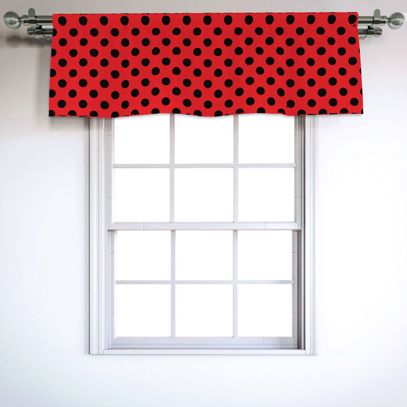 Sateen Polka Dots Ruffled Window Valance