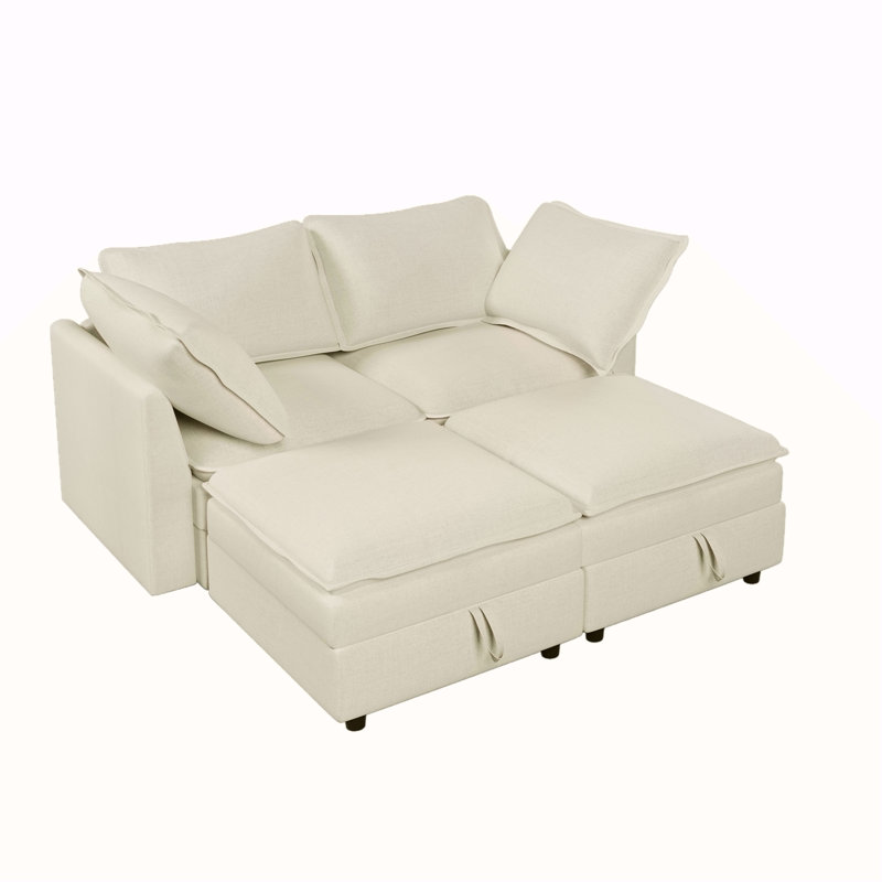 Canapé 4 pièces avec rangement Mirod, Beige